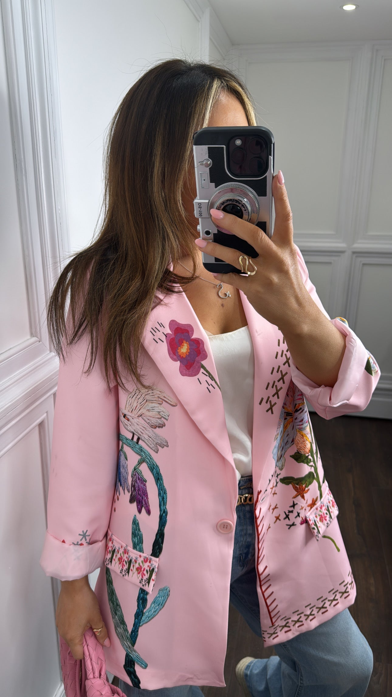 KAYLA pink oriental print blazer