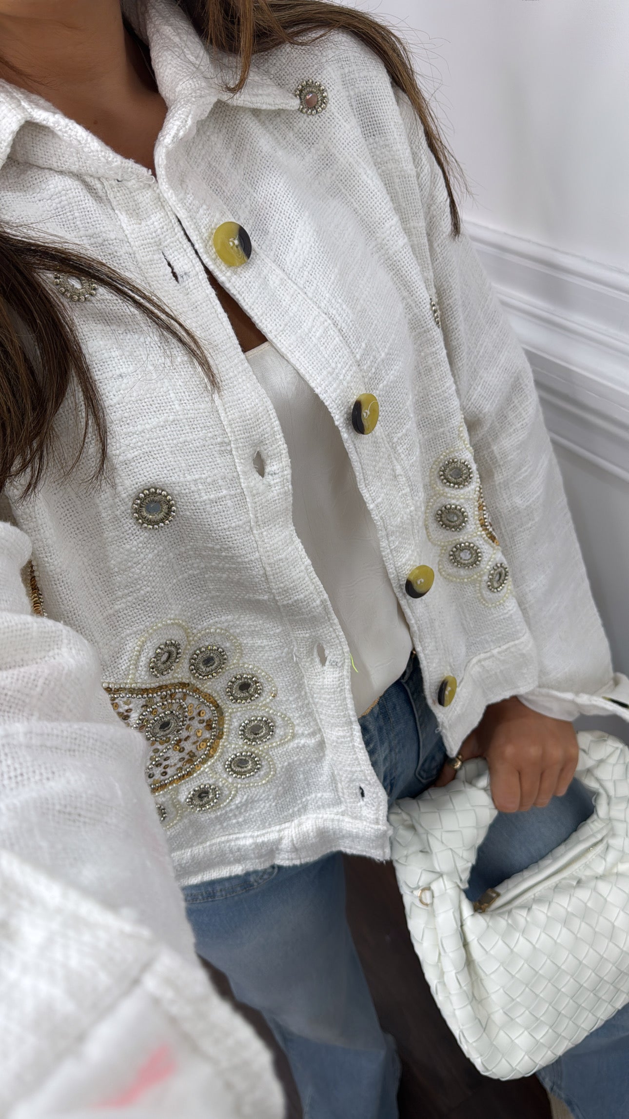 ARABELLA white paisley beaded jacket
