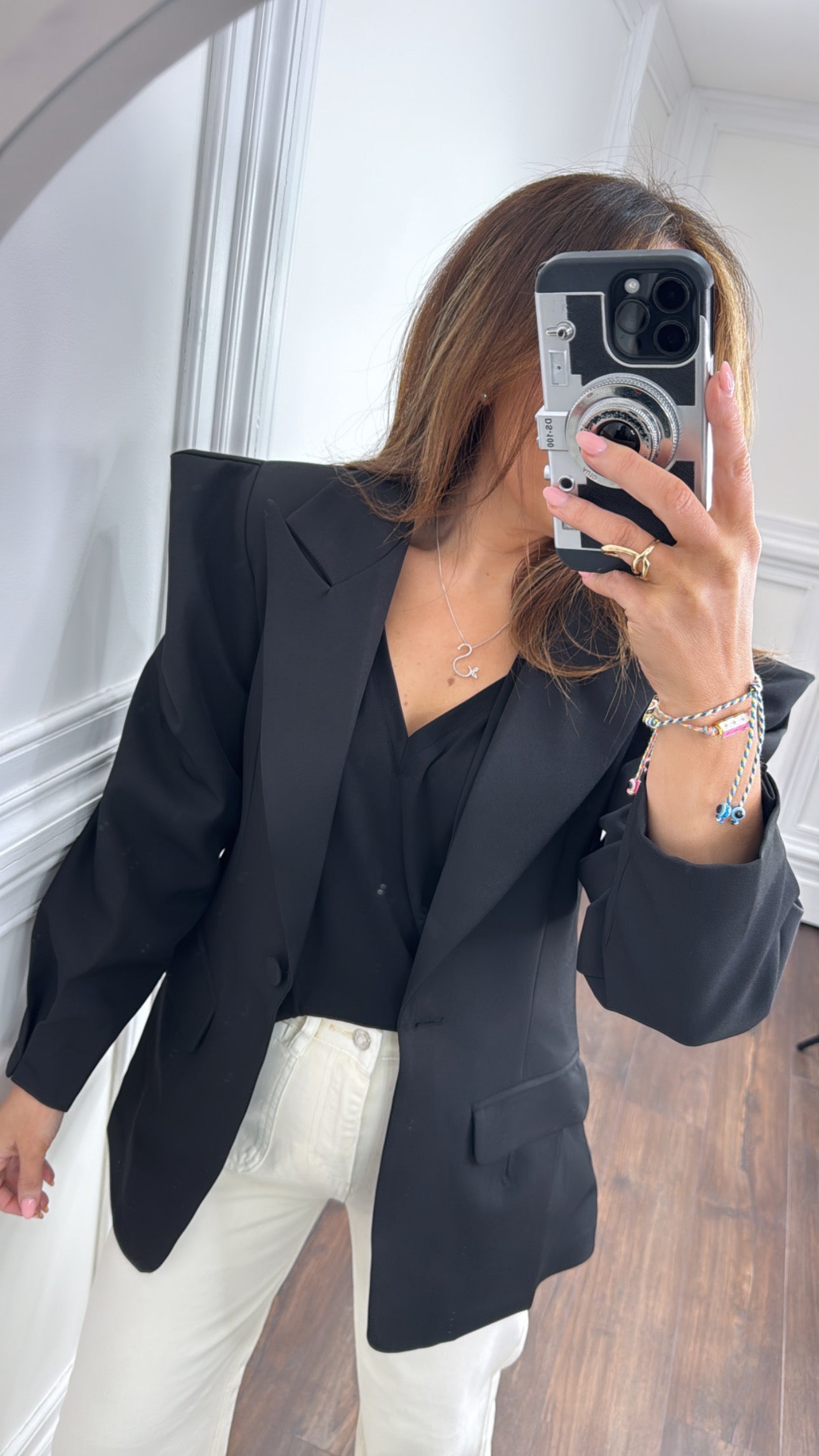 MAYA black structured shoulder tailored blazer