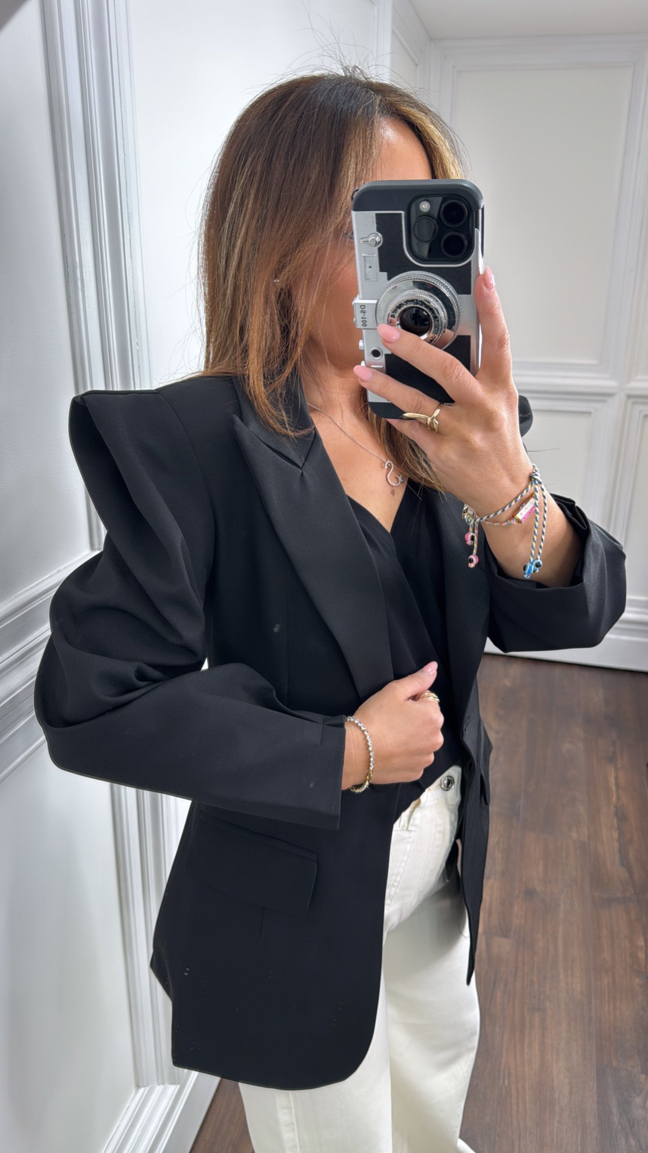 MAYA black structured shoulder tailored blazer