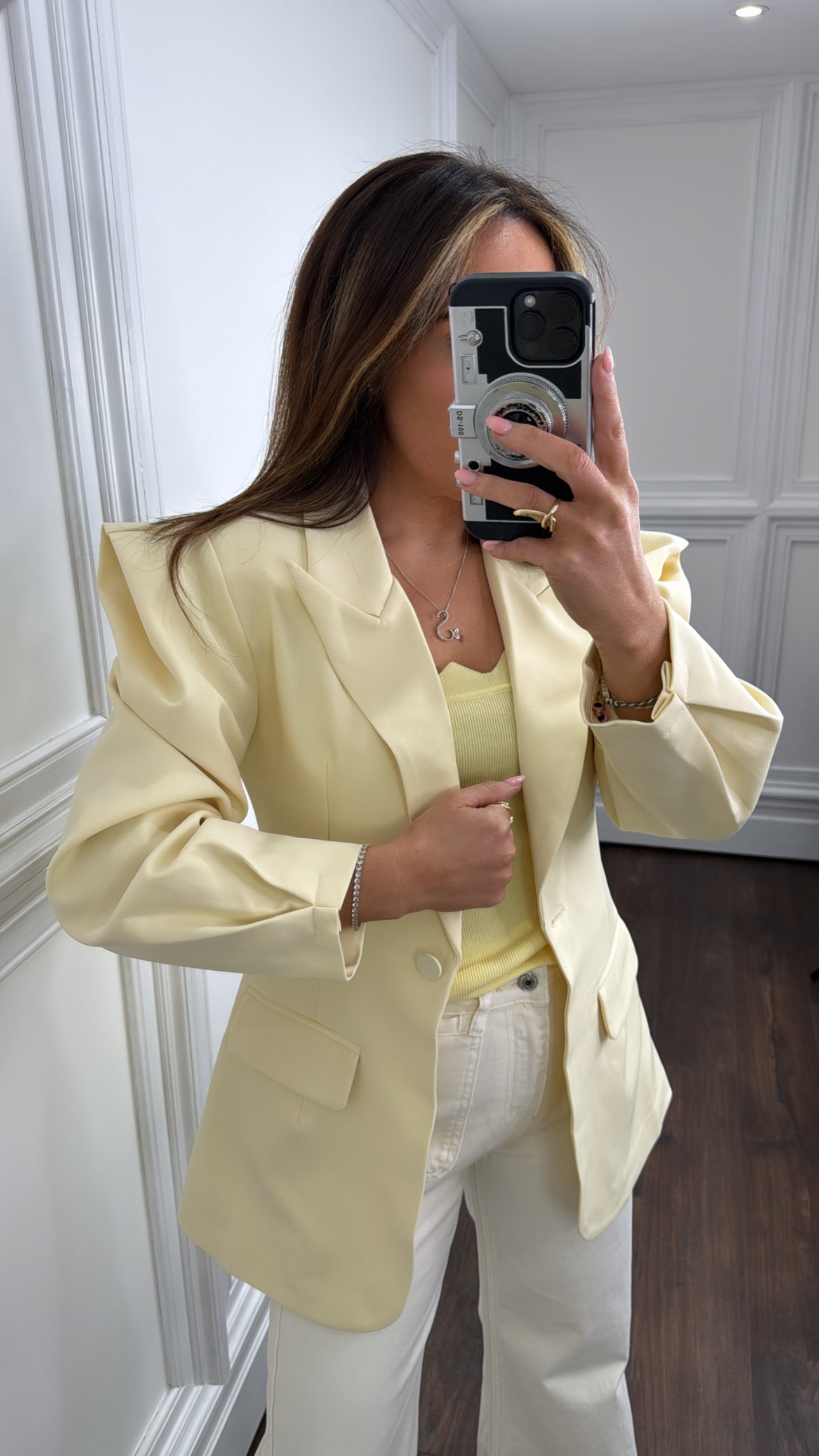 MAYA lemon structured shoulder tailored blazer