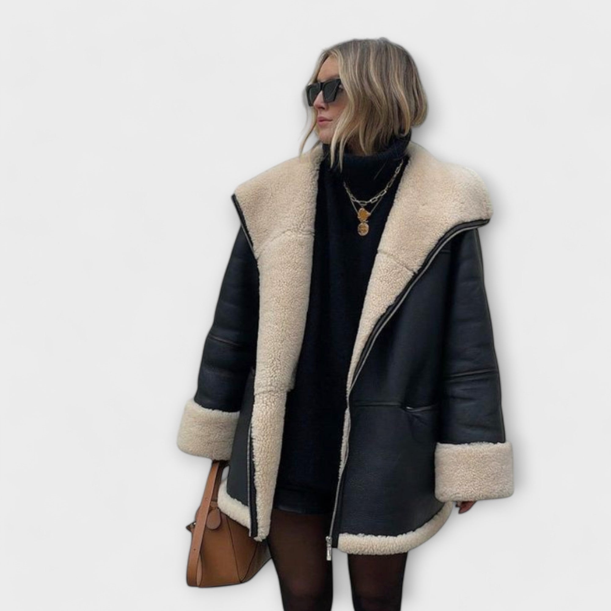 Vikka – Leather Jacket with Teddy Lining for Ultimate Comfort