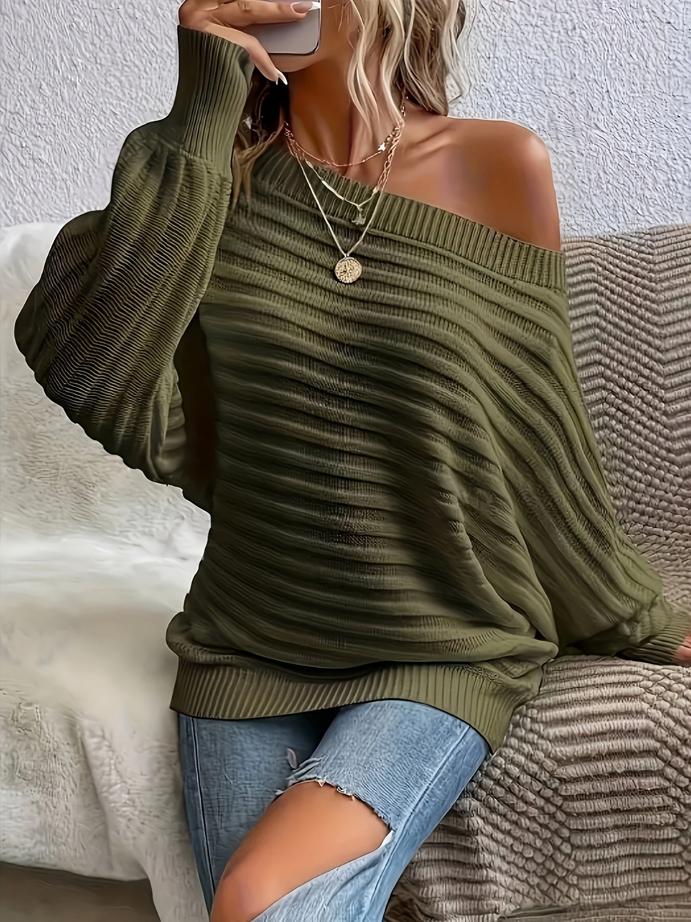Sierra™ Off-Shoulder Knit Sweater