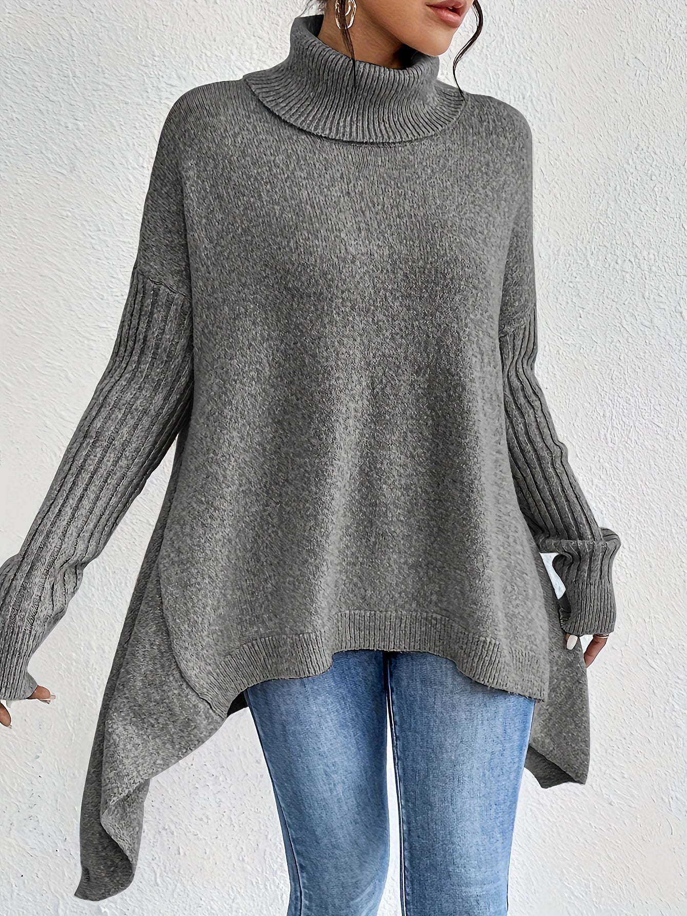 Tahlia - Casual Long Sleeve High Neck Sweater